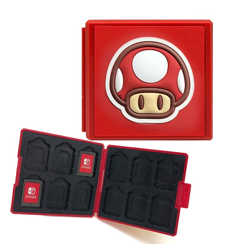 doepeBAE Switch Game Card Case, Portable Hard Shell Storage with 12 Card Slots (R Red) - Image 1